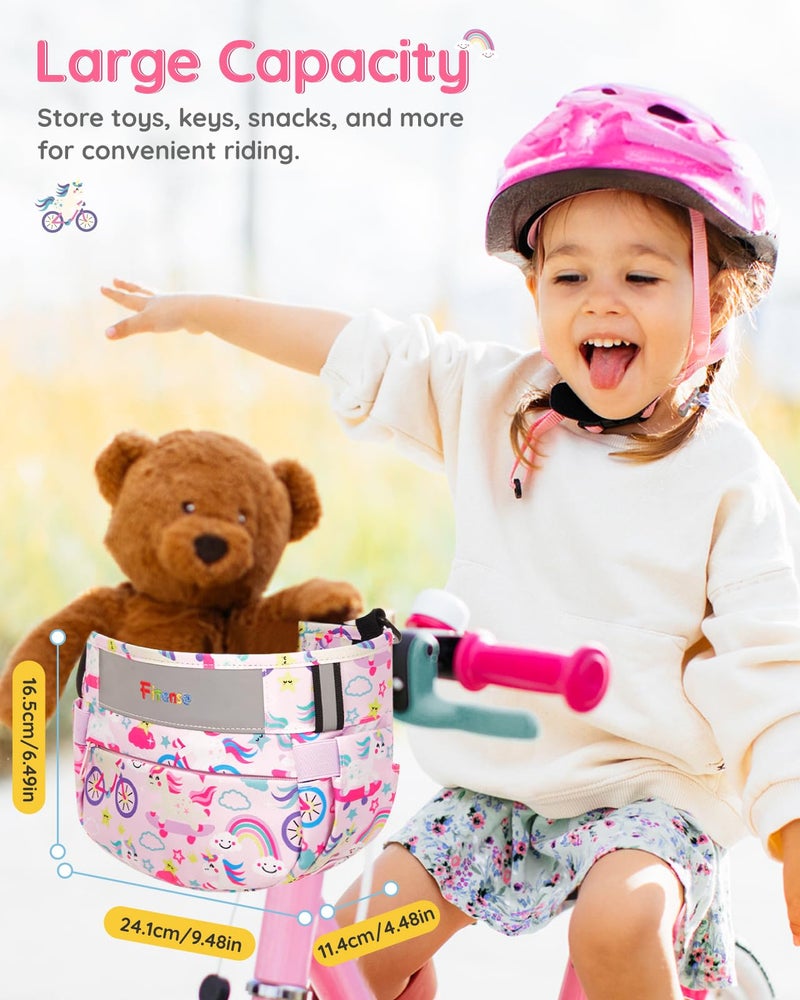 Fitense Kids Bike Basket  Bicycle Basket Front Handlebar  Waterproof Cute Fabric Children's Bike Basket  Kids Bike Accessories Fit Most Boys  Girls  Toddlers Bike or Scooter  Easy to Install - Image 4